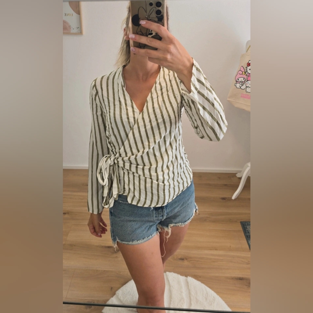 Striped Wrap Blouse